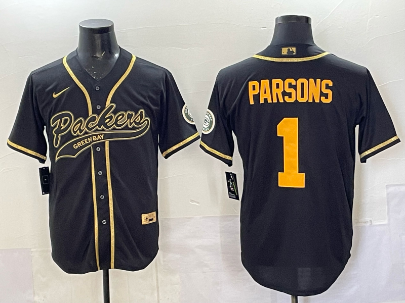 Men Green Bay Packers #1 Parsons black green Nike NFL 2025 jersey 03
